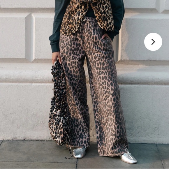 Damson Madder Pants - Leopard Print Wide-Leg Track Pants - Brown